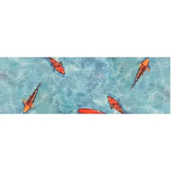 Vinyl-Läufer "Küchenläufer KOI", blau, B:120cm H:2,5mm L:200cm, Polyvinylchlorid (PVC), PRIMAFLOR-IDEEN IN TEXTIL, Teppiche, Küchenläufer aus Vinyl, abwischbar, Motiv Koi Fisch, Küche