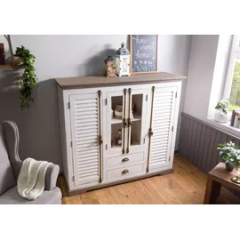 MASSIVMOEBEL24.DE Highboard Mango 160x45x142 weiß lackiert TOULOUSE #115