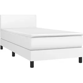 vidaXL Boxspringbett mit Matratze & LED Weiß 100x200 cm Kunstleder