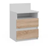 Vicco Nachttisch, Monty, Weiß/Sonoma, 32.3 x 59.1 cm mit 2 Schubladen