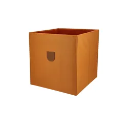 Aufbewahrungsbox , orange , Baumwolle, Leder, Pappe, Baumwolle , Maße (cm): B: 34 H: 34 T: 34