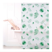 Relaxdays Duschrollo Blätter, 100x240cm, Seilzugrollo f. Dusche & Badewanne, wasserabweisend, Decke & Fenster, weiß/grün