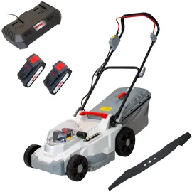 Ikra mogatec IKRA Akku Rasenmäher ICM 2-2037 Mulchen 2x20V Akku Schnellladegerät Ersatzmesser