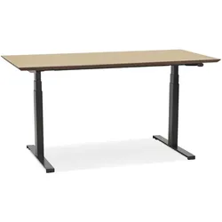Kadima Design Bürotisch elektrisch | 150x70 cm | Höhenverstellbar Kompakt Homeoffice 63-128 cm | Beige-Schwarz | Arbeitstisch