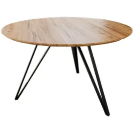 SAM Outillage SAM® Runder Esszimmertisch Akazie natur Schweizer Kante 120 cm Metallfuß INSA