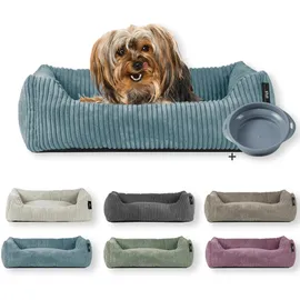 Rohrschneider Tierbett Cordstoff breit Gr. 1 taupe + faltbarer Reisenapf