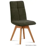 58 aufm Kessel Esszimmerstuhl Küchenstuhl drehbar (2er-Set) Dorea 47x92x60 Eiche geölt/Rosewood (Lieferung bis Verwendungsstelle, 4 St), Stabiles Gestell aus Massivholz pflegeleichter Bezug aus Microfaser grün