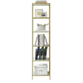 VASAGLE Glasregal 6 Ablagen 30 cm x 40 cm x 177,3 cm Gold