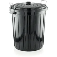 Was Abfallbehälter, mit Verschlussklammern, 55 Liter schwarz, WAS, 46x46