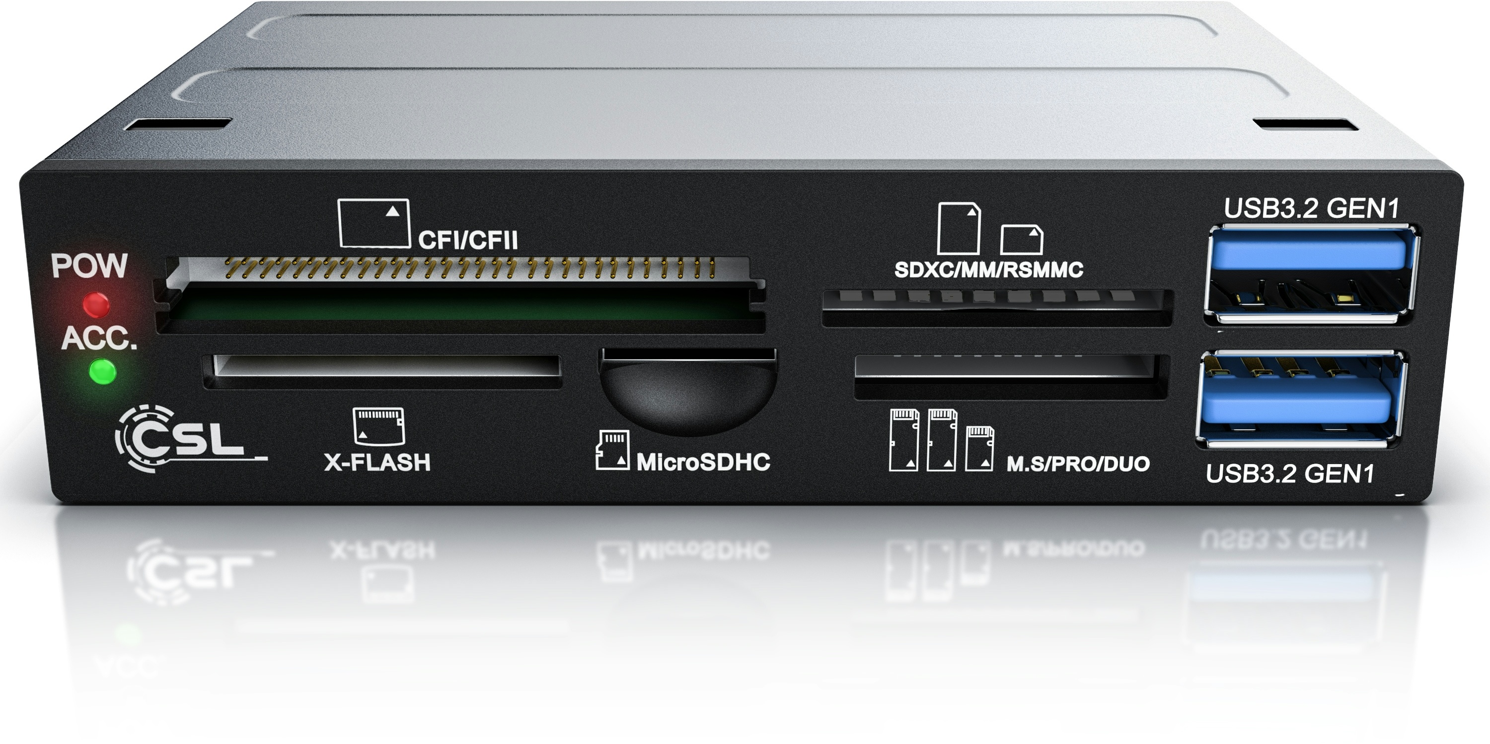 CSL 3,5 Multi-Frontpanel Cardreader mit USB 3.0 für SD/SDXC/microSD/microSDHC/M2/CF/MMC/MS/XD