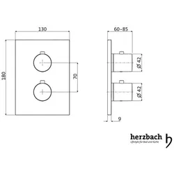 Herzbach DESIGN IX PVD Thermostat square für 1 Verbraucher Unterputz Copper