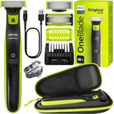Philips OneBlade Rasierer QP2724/20 + Philips Oneblade-Klinge QP610 (Kappen+Klinge) + Etui