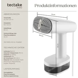 Tectake Dampfglätter 1640 W weiß