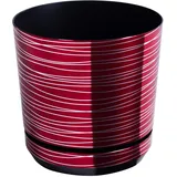 KORAD Blumentopf/Übertopf Rot mit Streifen 26 cm - Pflanzkübel aus Hochwertiger Kunststoff - Dekorativer Topf für Pflanzen