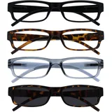 OPULIZE Die Lesebrille Unternehmen Schwarz Braun Grau Leser Mit Braun UV400 Sonne Leser Wert 4er-Pack Herren Frauen RRRS32-1272 +1,00
