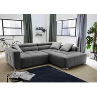 Ecksofa JOCKENHÖFER GRUPPE "Salerno L-Form" Sofas Gr. B/H/T: 280cm x 96cm x 231cm, Flachgewebe, Ottomane beidseitig montierbar, grau (dunkelgrau) Sofas im Big-Sofa-Style, mit Kopf- bzw. Rückenteilverstellung und Zierkissen Bestseller