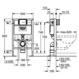 Grohe Rapid SL Vorwandelement H: 82 cm für Wand-WC