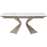 Vente-Unique Esstisch, Taupe, Weiß, Keramik, Glas, 6-Sitzer, Rechteckig, 220x76x90 cm, Esszimmer, Tische, Esstische