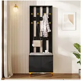stilvora Schuhbank 60,5x35,2x180,5 cm Schwarz/Gold