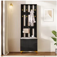 stilvora Schuhbank 60,5x35,2x180,5 cm Schwarz/Gold