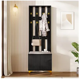 stilvora Schuhbank 60,5x35,2x180,5 cm Schwarz/Gold