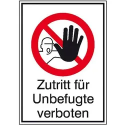 Safety Marking Verbotsschild »Zutritt für Unbefugte verboten« 21,0 x 29,7 cm Aluminium 1 Stück grau