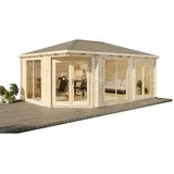 Alpholz 5-Eck Gartenhaus Julia-40 ISO 588 x 400 cm aus Holz 40 mm Naturbelassen
