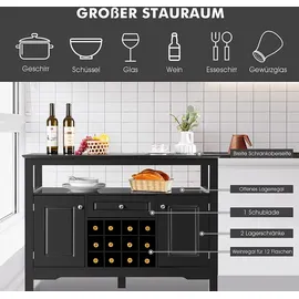 Costway Sideboard 116 x 82 x 40 cm Schwarz