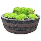 Temesso Whiskyfass Abschnitt als Pflanzschale für Küchenkräuter, Kräuterbeet, Vogeltränke oder Wanne Höhe ca. 18cm (geölt)
