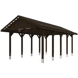 SKANHOLZ Carport Wallgau 4,30 x 7,50 m lasiert - braun inkl. Pfostenanker