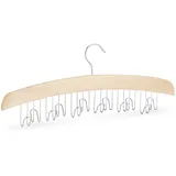 Relaxdays Gürtelhalter Kleiderschrank, Haken für 12 Gürtel, 360° drehbarer Haken, Lotusholz, HBT 17x43x5cm, natur/silber