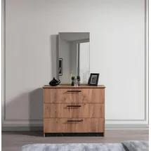 aea Kommode mit Spiegel 40 x 78 x 98 cm Braun / Weiß
