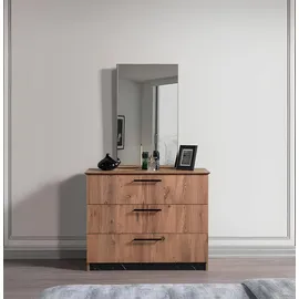 aea Kommode mit Spiegel 40 x 78 x 98 cm Braun / Weiß
