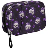 Fustylead Tablettenetui mit Reißverschluss, 8 Fächer, für 7 Tage, persönliche Pillenbox, für Totenschädel und Violett, mit Reißverschluss, für die Woche