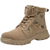 JiaMeng-ZI Anti-Smash und Anti-Pannen-Arbeitsschutzschuhe Herren, S3 Winterstiefel rutschfeste Stahlkappen-Sicherheitsschuhe, Verschleißfeste Wasserdicht Hoch-Arbeitsstiefel (H31-Khaki, 46) - 46 EU