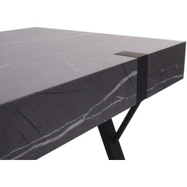 Mendler Couchtisch HWC-L54, Wohnzimmertisch Beistelltisch Sofatisch, Metall 43x110x60cm ~ Marmor-Optik grau