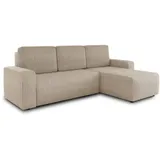 Sofnet Ecksofa Roma L mit Schlaffunktion und Bettkasten - Cord Stoff - L-Form Couch, Polstersofa, Schlafsofa, Sofagarnitur (Beige (Poso 100))