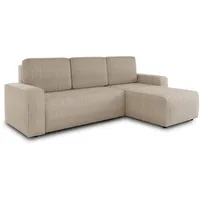 Sofnet Ecksofa Roma L mit Schlaffunktion und Bettkasten - Cord Stoff - L-Form Couch, Polstersofa, Schlafsofa, Sofagarnitur (Beige (Poso 100))