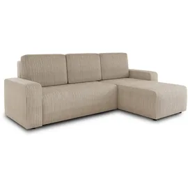 Sofnet Ecksofa Roma L mit Schlaffunktion und Bettkasten - Cord Stoff - L-Form Couch, Polstersofa, Schlafsofa, Sofagarnitur (Beige (Poso 100))