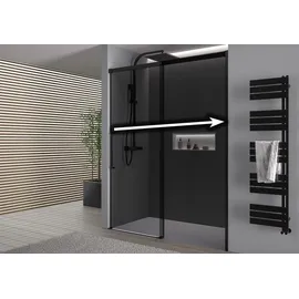 Bernstein Nischendusche DX906 FLEX 1600 mm mit Schiebetür grauem 8 mm Sicherheitsglas, Nano-Beschichtung, flexibler Montage und schwarzen Profilen für modernes Baddesign