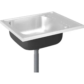 vidaXL Spüle rechts Edelstahl silber Handbetätigung 600 x 500 mm