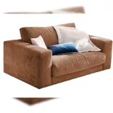 KAWOLA Doppelsessel MADELINE Cord 170 x 86 x 127 cm Braun mit Kissen und Rollen