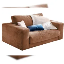 KAWOLA Doppelsessel MADELINE Cord 170 x 86 x 127 cm Braun mit Kissen und Rollen