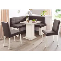 massivline & more Eckbankgruppe MASSIVLINE & MORE "Anna 2", braun (holzwerkstoff mit farbe weiß, lotos 5093 dunkelbraun, dunkelbraun, weiß), Kunstleder, Eckbank Anna 130cm x 130cm,Säulentisch Anna 68cm x 68cm,2 x Stühle Anna,Weiß dekor,Lotos 5093 dunkelbraun,