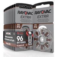 96 Hörgerätebatterien Rayovac Extra 312. 12x8 Stück