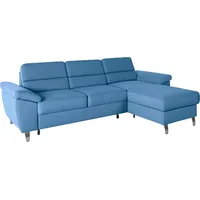 Ecksofa SIT & MORE "Sorano L-Form" Sofas Gr. B/H/T: 250cm x 88cm x 161cm, Flachgewebe, Recamiere rechts, mit Bettfunktion, blau (pacific) wahlweise mit Bettfunktion und Bettkasten