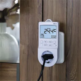 EMOS 2in1 Steckdosenthermostat mit digitaler Zeitschaltuhr Schuko, weiß