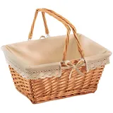 Kobolo Weidenkorb Tragekorb eckig mit Klapphenkeln 40 x 30 x 19 cm braun