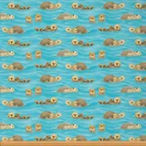 Loussiesd Otter Stoff von The Yard Süß Karikatur Wild Tier Polsterstoff für Stühle Wildlife Dekostoff für Polster und Heimwerkerprojekte Blaugrün Brown 184x150cm