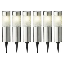 MARELIDA Solarleuchte Edelstahl H: 22 cm 6er Set silber